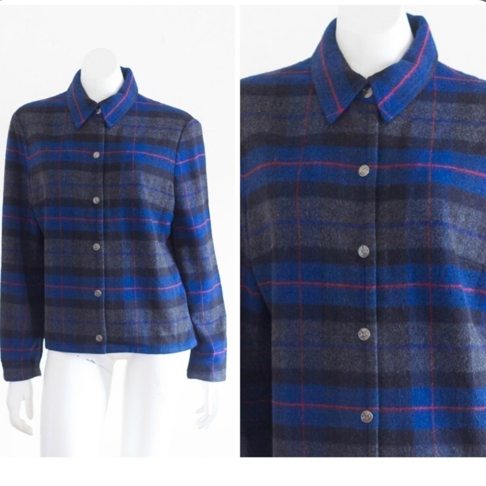 Vintage Evan Picone Wool blend Snap Front Shacket Shirt / 18 - Picture 2 of 11